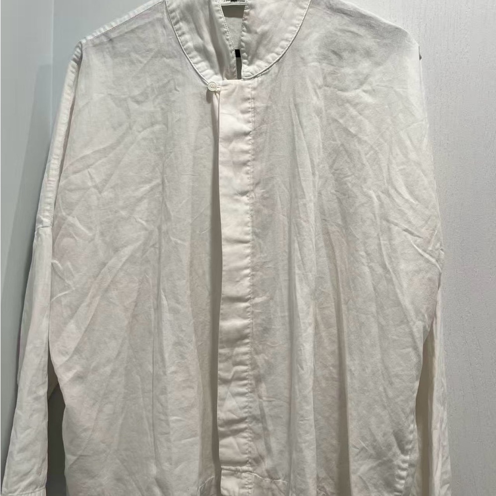 Eskandar White Mandarin-Collar Shirt